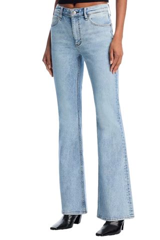 Flexi Dahlia Mid Rise Full Length Flare Jeans in Lou