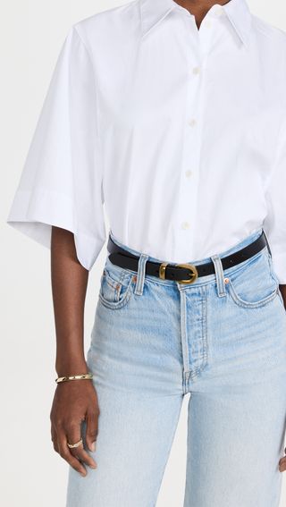 Chunky Buckle Skinny Leather Belt