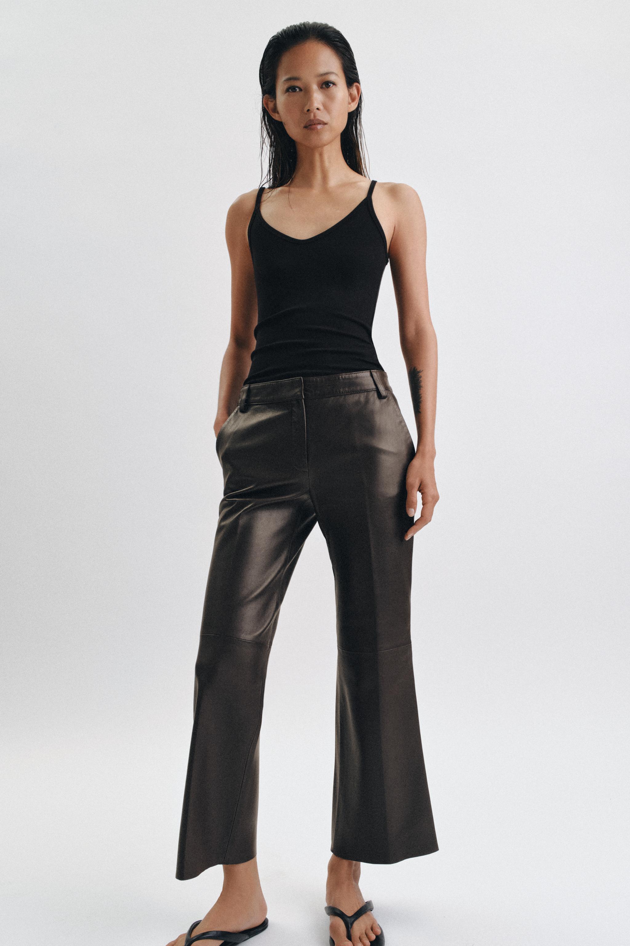 Zw Collection Limited Edition Flare Leather Trousers