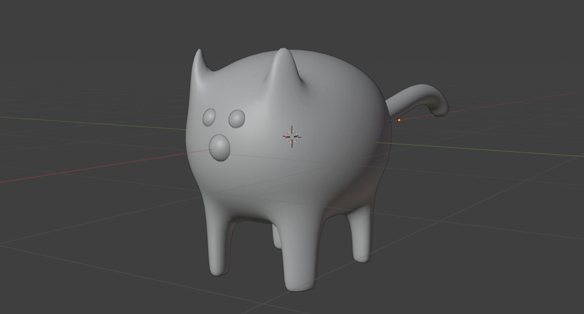 A model of a cat made using box modelling in Blender