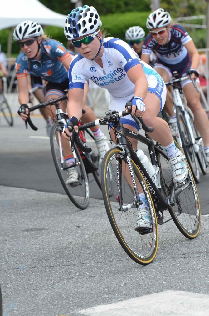 Morgan Patton (Team Novo Nordisk) sits in the pack