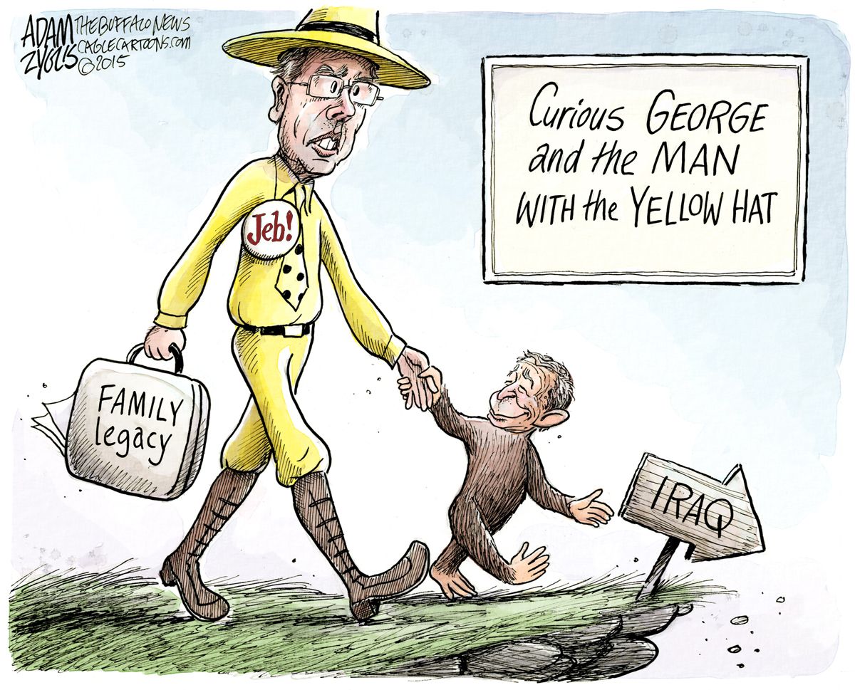 Political cartoon U.S. Jeb Bush Curious George