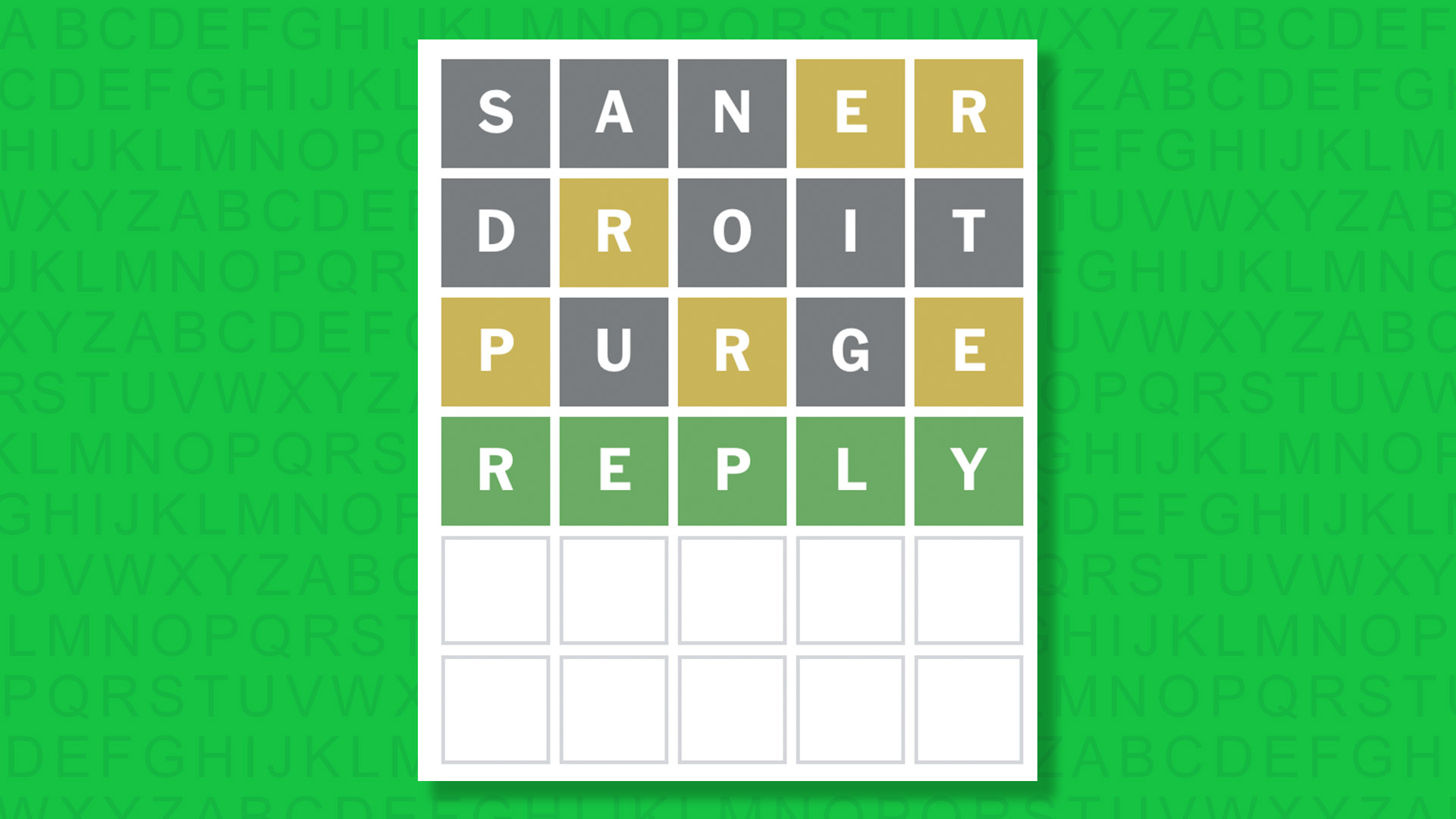 NYT Wordle answer for game 1871 on a green background