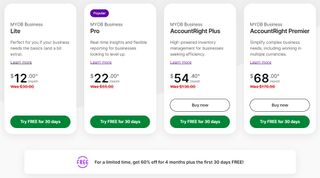 MYOB pricing and subscription costs