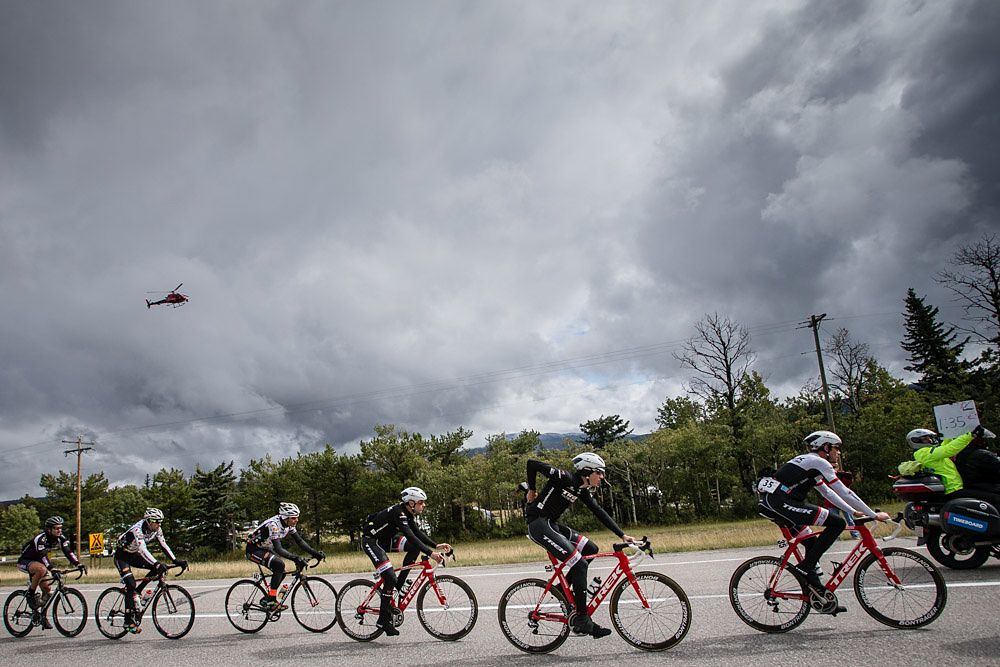 Trek Factory Racing set the pace on the climb to Miette Hot Springs