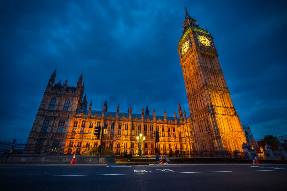 Night time shot of Westminster or the Houses of Parliament