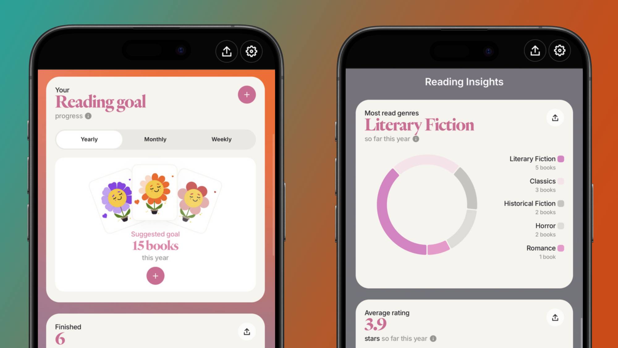 Two iPhones showing the Fable app