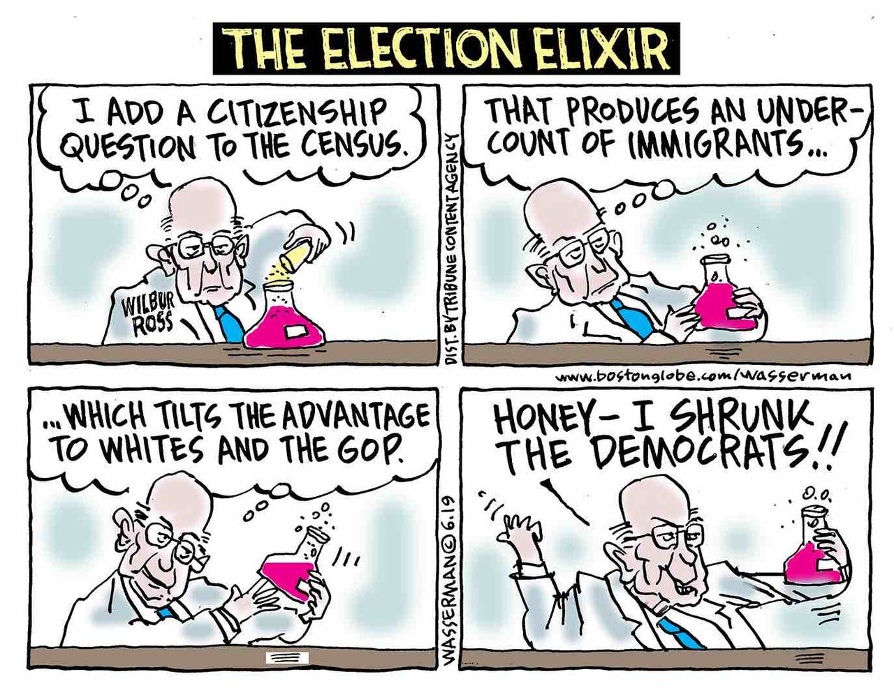 Political Cartoon U.S. Wilbur Ross Citizenship Question Census