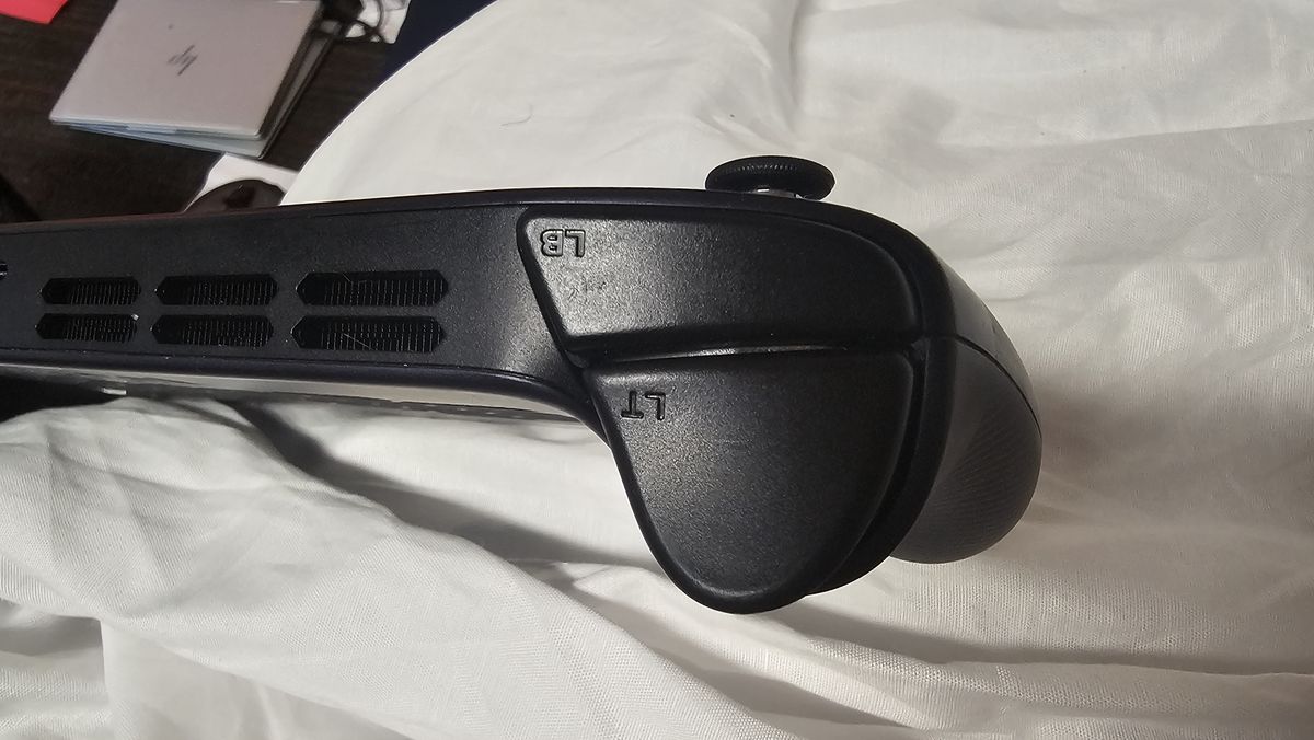 The left trigger and bumper of the Lenovo Legion Go S (SteamOS)