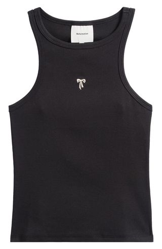 Nova Embroidered Rib Crop Racerback Tank Top