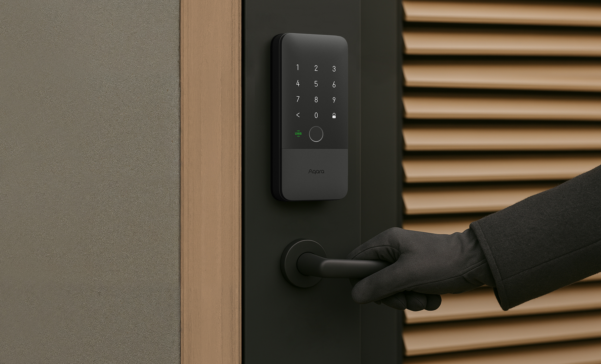 Aqara smart locks on a door