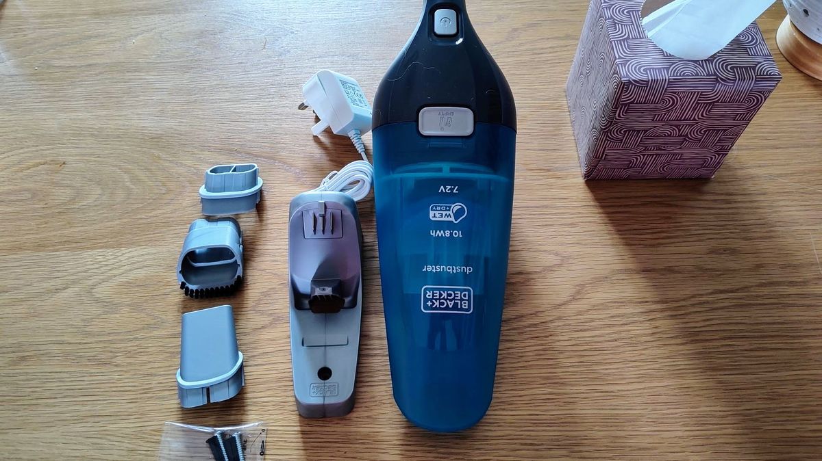Black+Decker Dustbuster QuickClean being tested in writer's home