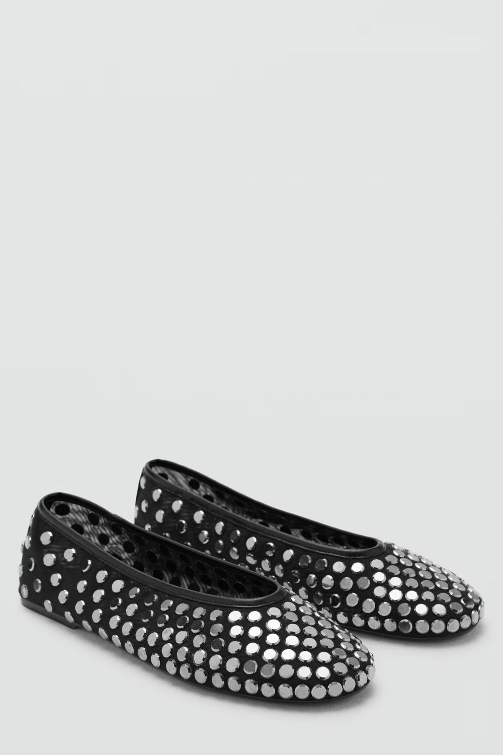 Mango Mesh Ballet Flats with Studs
