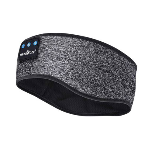 Musicozy Sleep Headphones in grey on a white background
