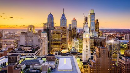 The skyline of downtown Philadelphia 