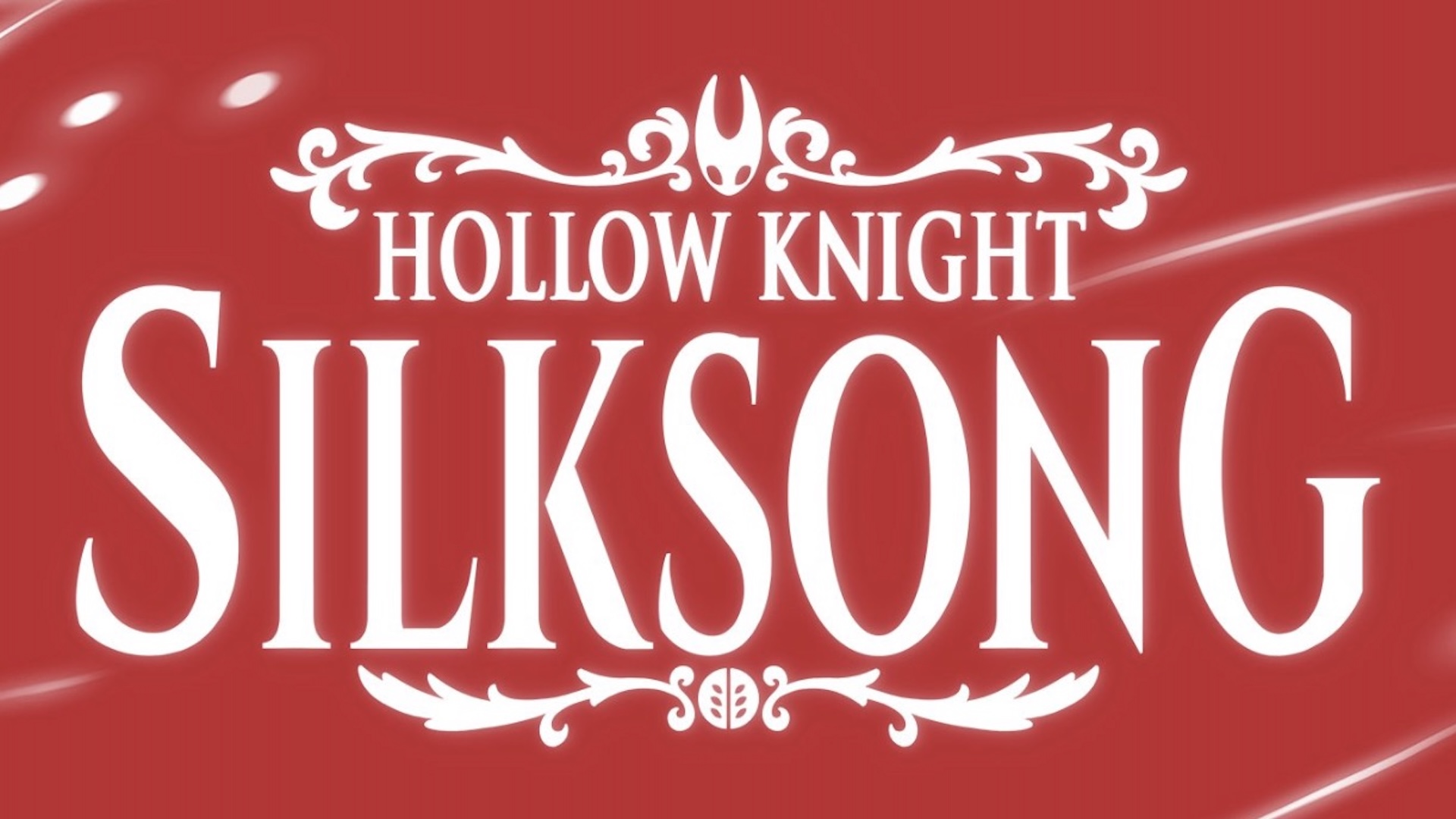 Silksong logo in white, against a red background