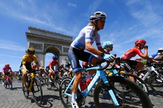 PARIS FRANCE JULY 24 Ellen Van Dijk of Netherlands and Team Trek Segafredo competes during the 1st Tour de France Femmes 2022 Stage 1 a 817km stage from Paris Tour Eiffel to Paris Champslyses TDFF UCIWWT on July 24 2022 in Paris France Photo by Tim de WaeleGetty Images