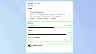 ElevenLabs advanced settings