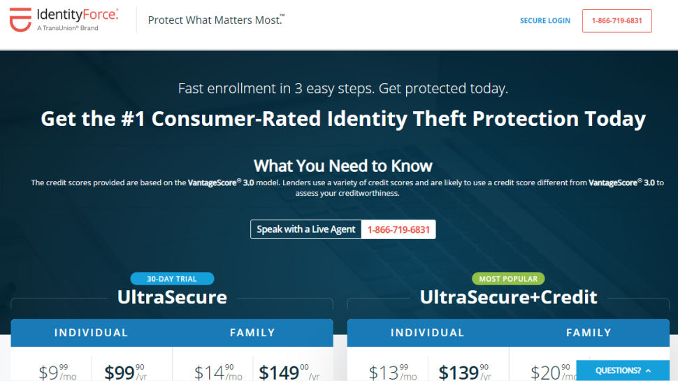 Website screenshot for IdentityForce