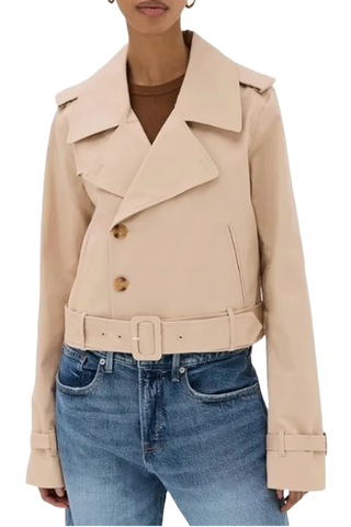 Good American Women's Chino Crop Trench Coat (Was $189) 