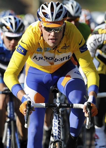 Race leader Lars Boom (Rabobank) in action during stage two.