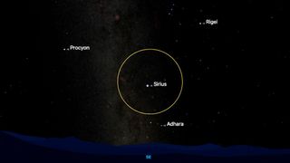 night sky map of jan. 19 showing sirius in the night sky