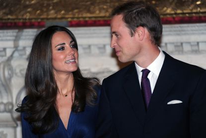 Prince William and Catherine Middleton pose for photographs in the State Apartments of St James Palace