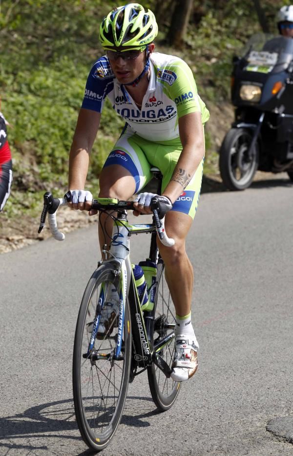 Damiano Caruso (Liquigas-Cannondale) in action at Liege-Bastogne-Liege.