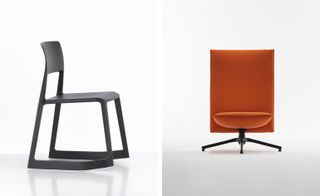 The Tip Ton chair for Vitra, left, and the Pilot chair for Knoll, right