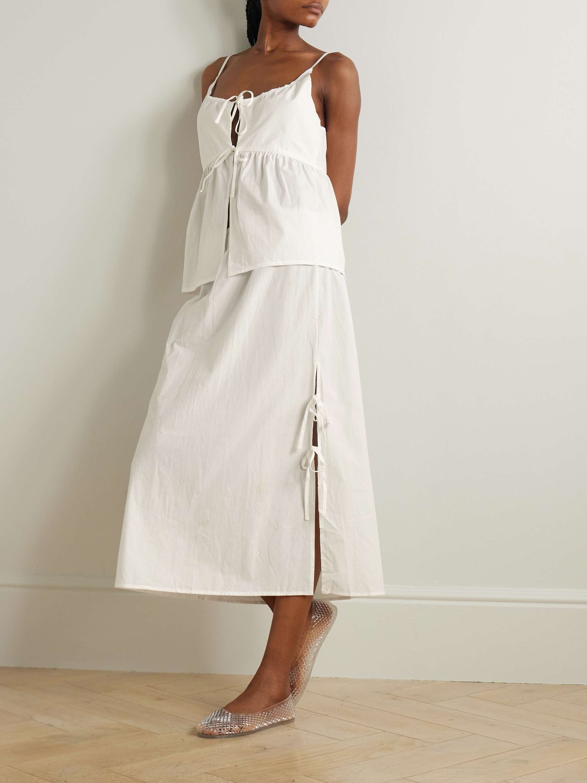 Tie-Detailed Organic Cotton-Poplin Top