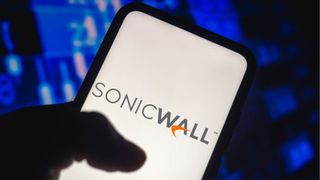 SonicWall logo and branding pictured on a smartphone screen.