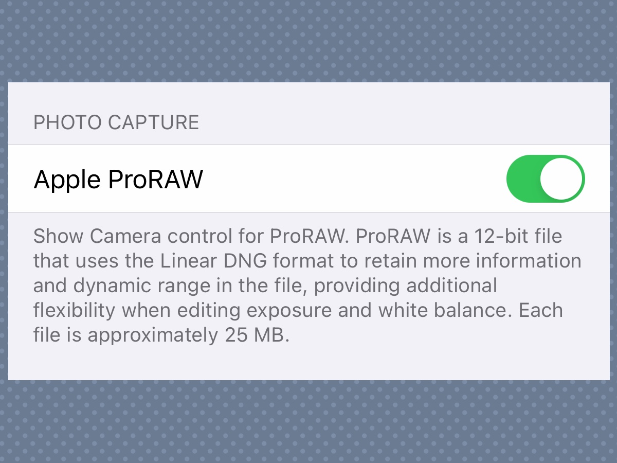 iPhone 12 features to enable Apple ProRAW