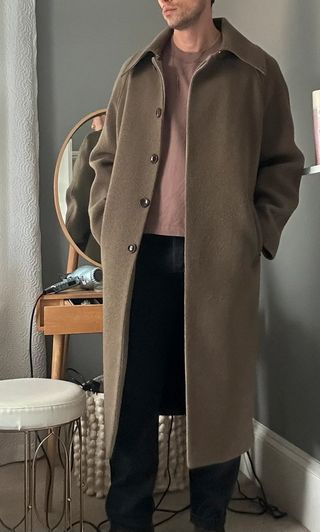 Rôhe Wool Blend Khaki Coat