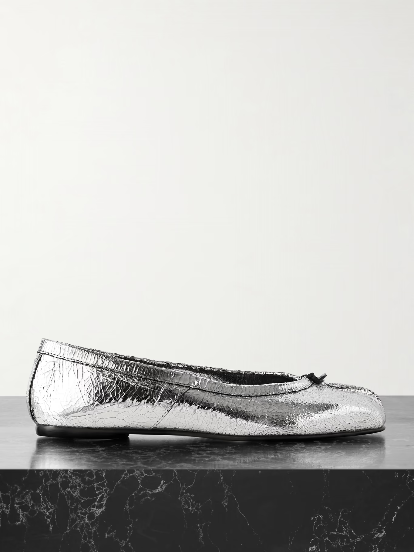 MAISON MARGIELA, Tabi Split-Toe Metallic Cracked-Leather Ballet Flats