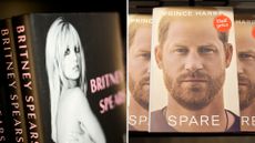 L-Britney Spears' memoir cover, R-Prince Harry's book, Spare