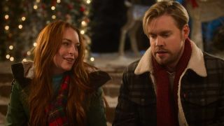 Chord Overstreet and Lindsay Lohan in Falling for Christmas