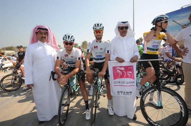 The jerseys at the start of stage 6 in Qatar