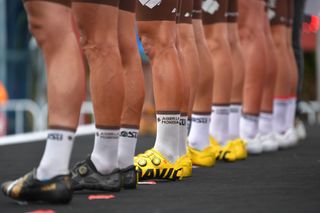 Legs of pro riders at the Tour de France