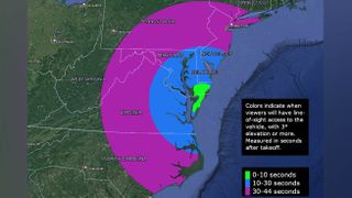 A visibility map for the launch of the Black Brant IX sounding rocket from Wallops Island