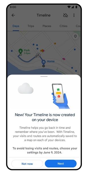 Google will soon introduce "Timeline" in Maps.