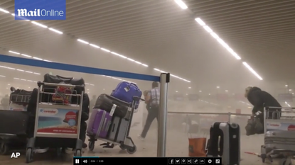 Footage taken right after explosion in Brussels airport.