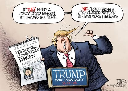 Political cartoon U.S. World North Korea H Bomb Donald Trump