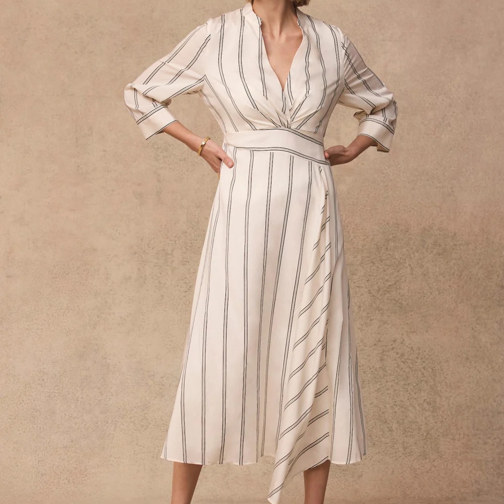 Mint Velvet Neutral Striped Midi Dress