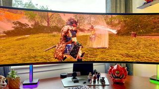 Ghost of Tsushima Director's Cut played on the Samsung Odyssey OLED G9.