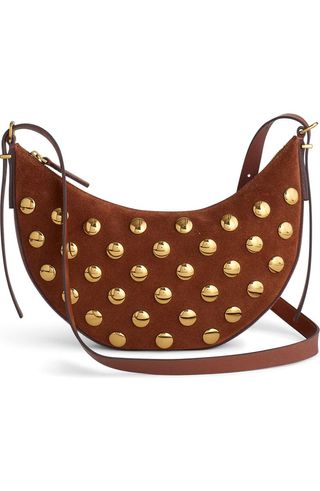 Mini Stud Essentials Crescent Leather Shoulder Bag