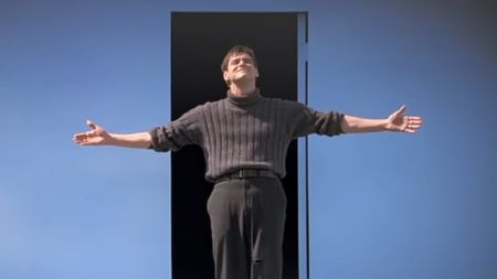 Jim Carrey in the final scene of The Truman Show.