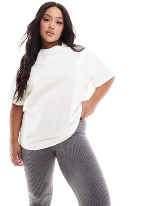 Asos 4505 Curve Icon Boxy Heavyweight Oversized T-Shirt With Quick Dry in Vintage White