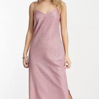 ASOS Pieces Premium pink glitter cami dress 