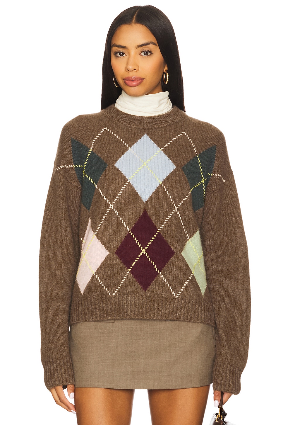 Cashmere Argyle Crew Sweater