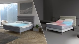 Sleep Number ClimateCool vs Climate360 smart beds on grey bed bases